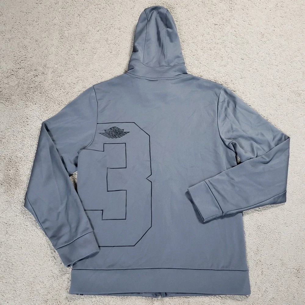 Air Jordan Two-Three Gray‎ Hoodie Men Small Therma Lite Full Zip Logo Active